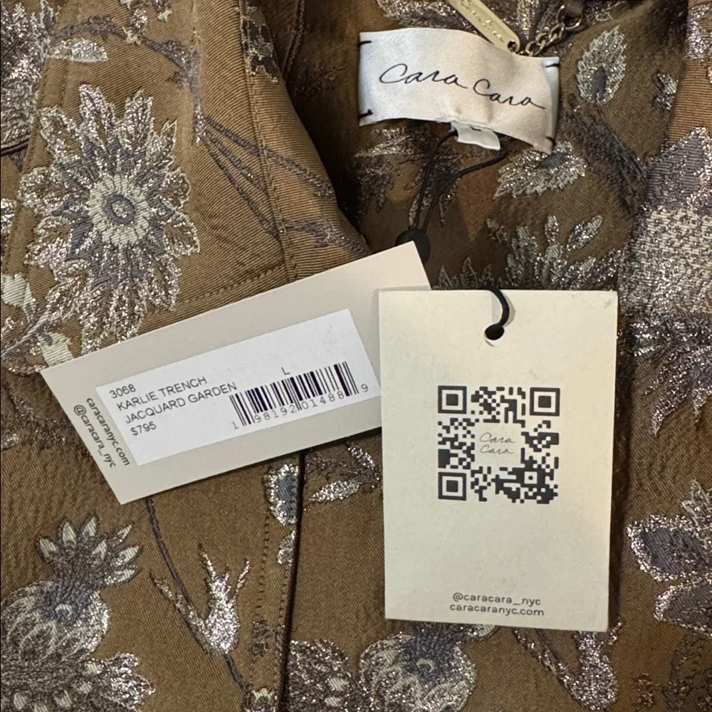 NWT Cara Cara The Karlie Trench Coat in Jacquard Garden - Picture 4 of 4